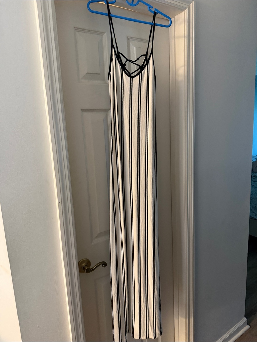 Forever 21 Striped Black and White Satin Slip Nightgown